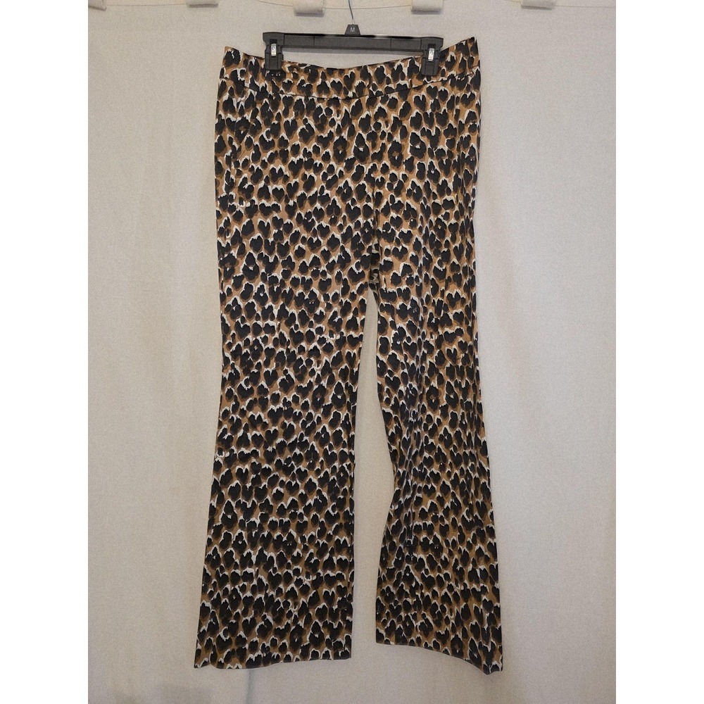 Trina Turk Pants‎ Womens 8 Brown Leopard Animal Print Twill Dress Flare Pockets